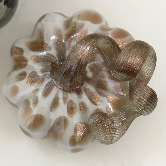 Glass Pumpkins Metallic Bronzy Gold Curly Stem Centerpiece Fall Thanksgiving - Picture 8 of 14